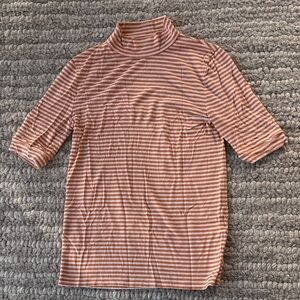 Madewell Striped Tan and White Short Sleeve Tee